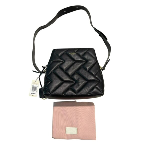 NEW Radley London Dukes Black Leather Crossbody Handbag Purse - Picture 2 of 12